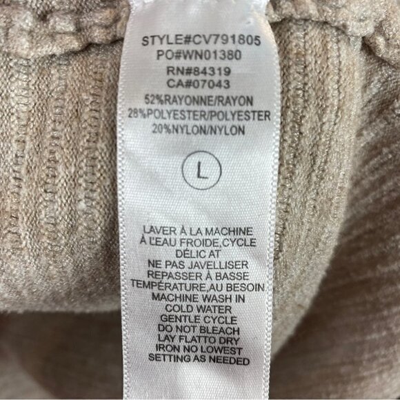 Cyrus Neutral Open Front Long Sleeve Pockets Ribbed Knit Cardigan Large Cream - Picture 5 of 8